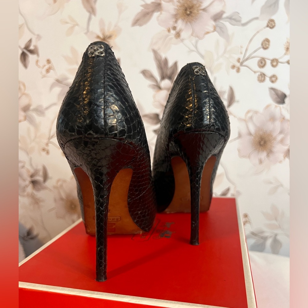 Coach Black Textured Heels